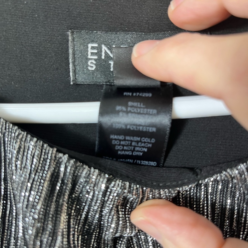 Enfocus Studio Silver Black Blouson Dress Size 4 Tiered Y2k Party Cocktail - Picture 9 of 10